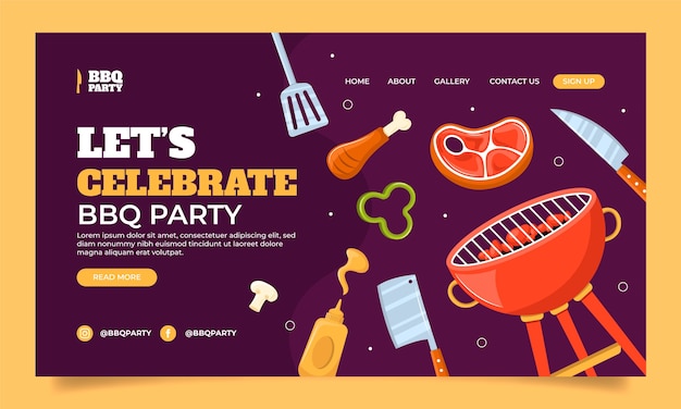 Bbq party landing page template