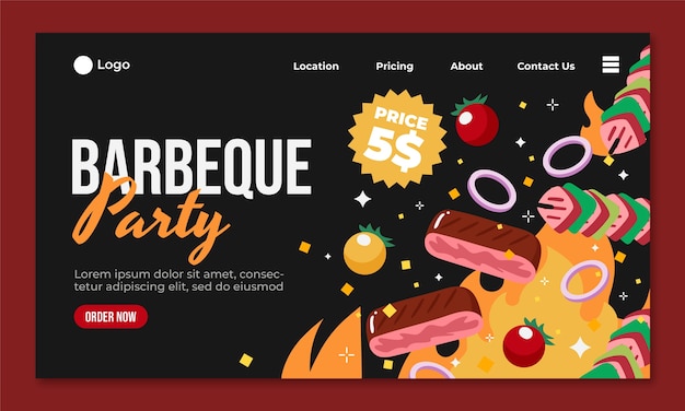 Free vector bbq party landing page template