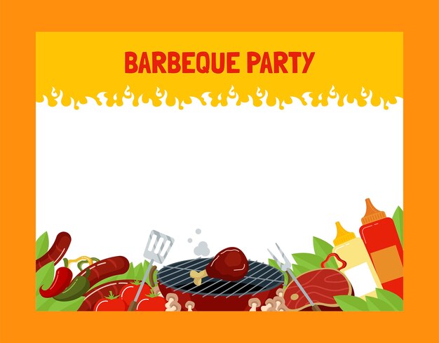 Free Vector bbq party photocall template