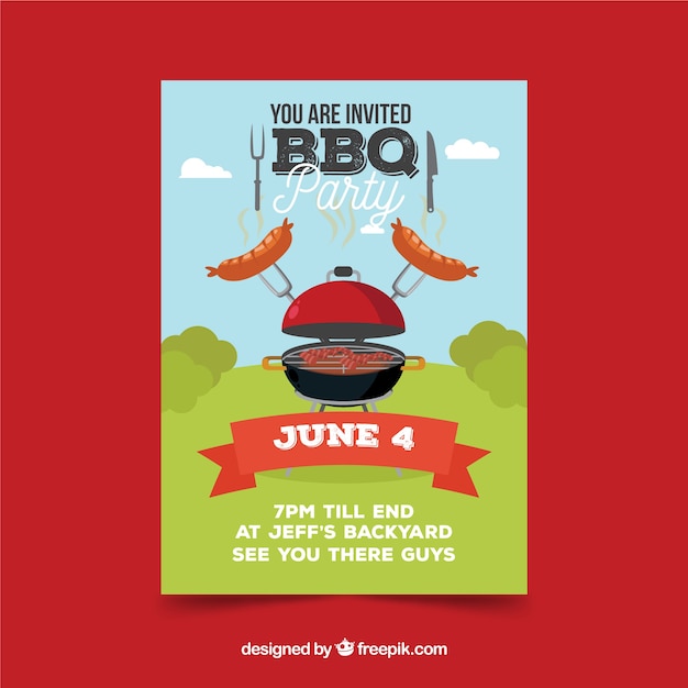 Bbq party poster in flat design