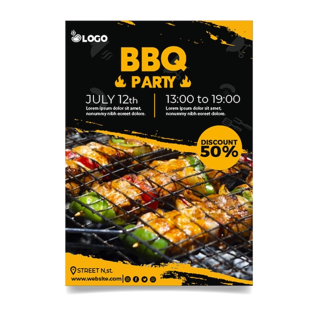 Free vector bbq party poster template