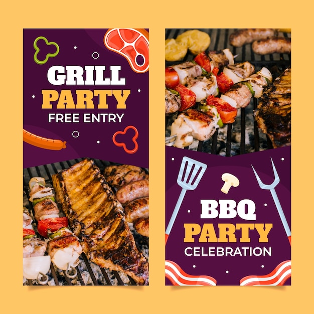 Modello di banner verticale per feste barbecue