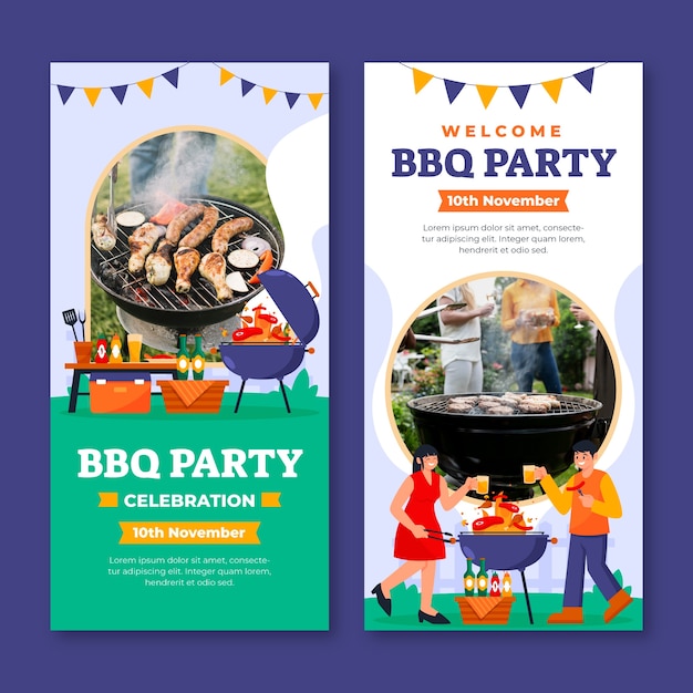 Bbq party vertical banner template