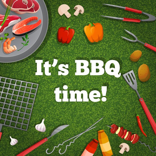 Free Vector bbq picnic poster