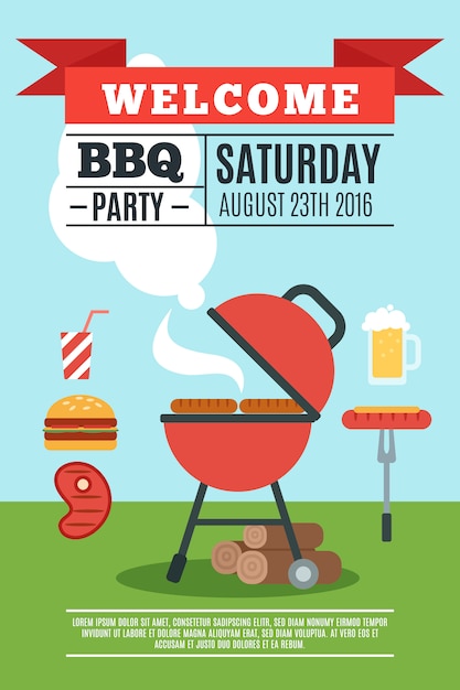 Free vector bbq poster illustration