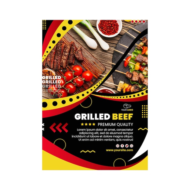 Free vector bbq vertical flyer template design