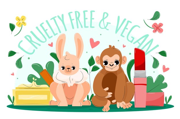 Бесплатное векторное изображение Будьте дружелюбны с веганской концепцией животных