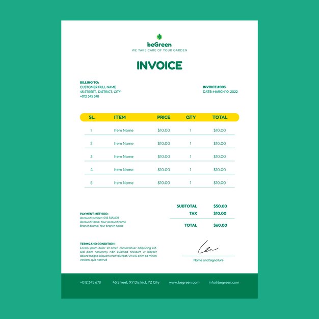 Be green minimal invoice template