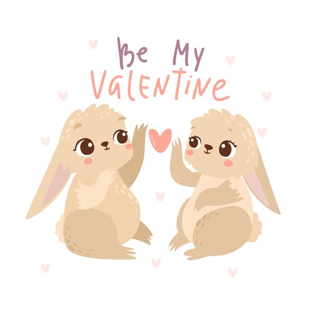 будь моей поздравительной открыткой с кроликами на день Святого Валентина