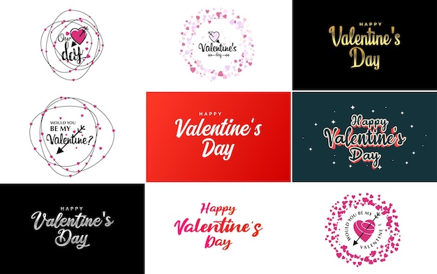 バレンタインデーのカードや招待状での使用に適したハートデザインの「私のバレンタインになる」のレタリング
