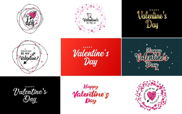 발렌타인 데이 카드 및 초대장에 사용하기에 적합한 하트 디자인의 Be My Valentine 글자