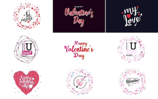 Free vector be my valentine lettering with a heart design suitable for use in valentine's day cards and invitations