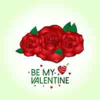 Free vector be my valentine's vector with roses and light background