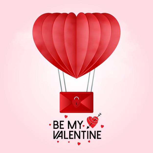 Be my valentine's with hearts hot air balloon