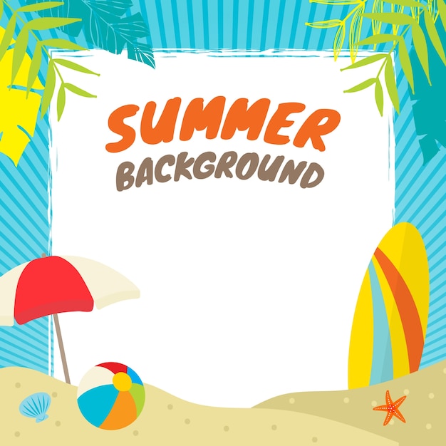 Free vector beach background with frame