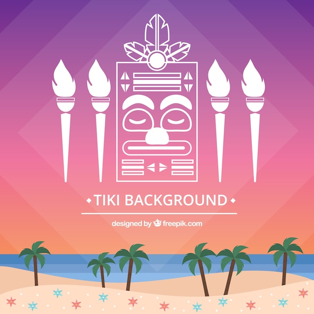 Бесплатное векторное изображение Пляж фон с пальмами и тики маска