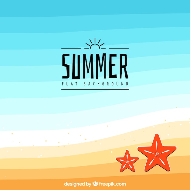 Free vector beach background with starfish