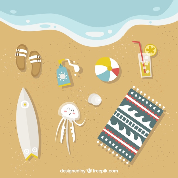 Beach background with summer elements