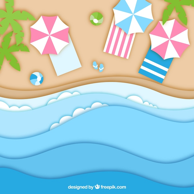 Free vector beach background with top view