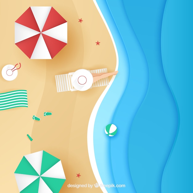 Free vector beach background with top view