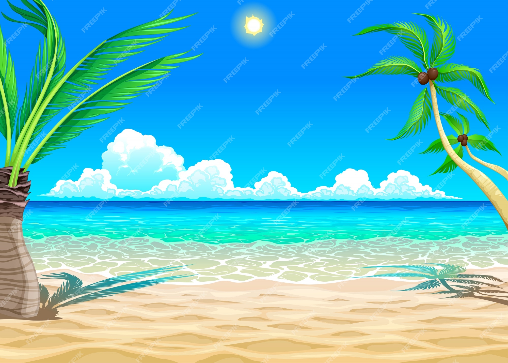 Beach cartoon illustration | Free Download