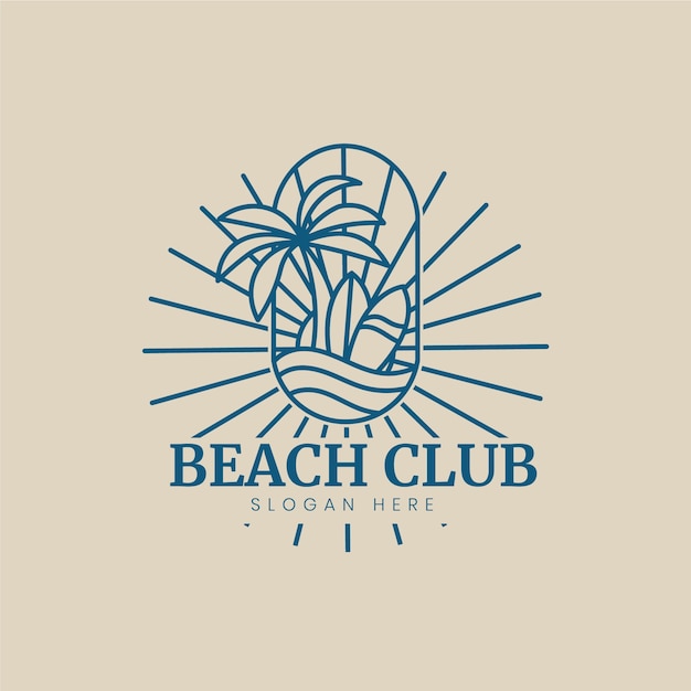 無料ベクター ビーチクラブのロゴのテンプレート