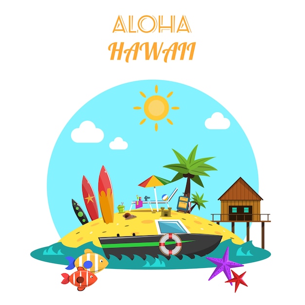 Free vector beach concept flat