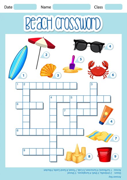 Beach element crossword template