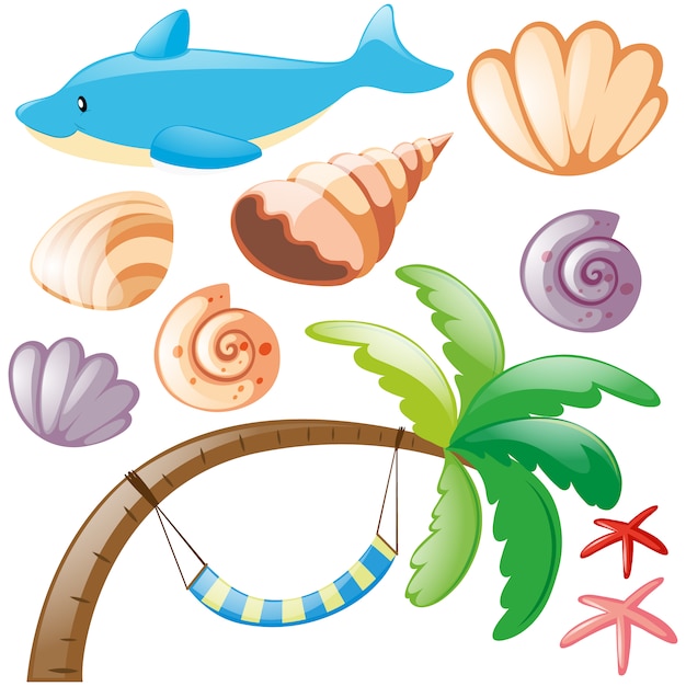 Free vector beach elements collection