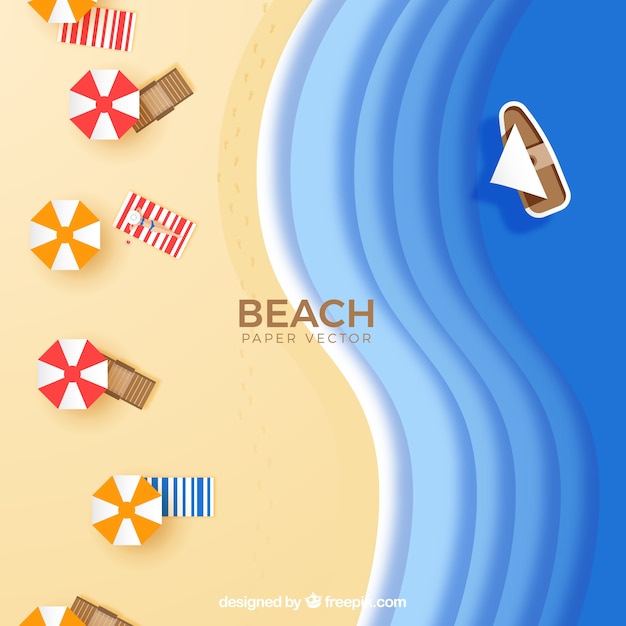 Бесплатное векторное изображение Пляж сверху с текстурой бумаги