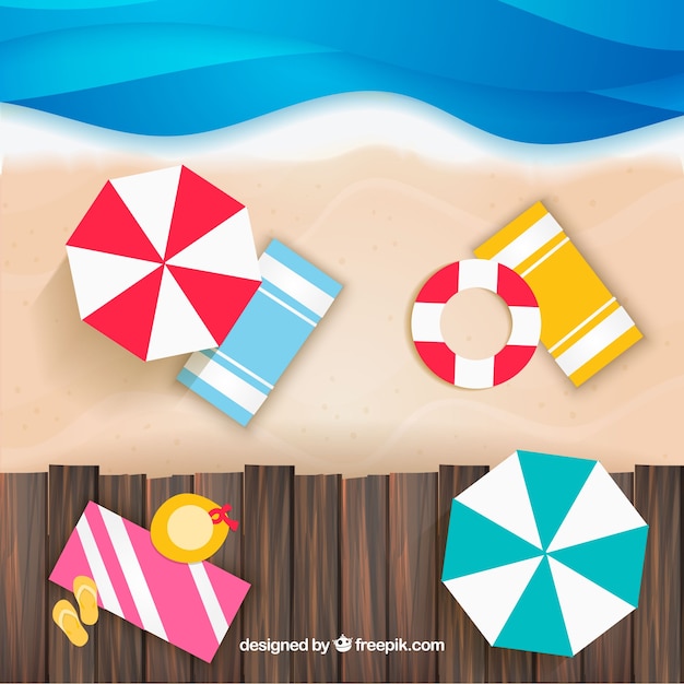 Free vector beach from the top background in flat style