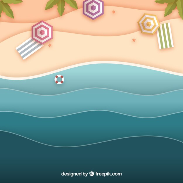 Beach from the top background in flat style