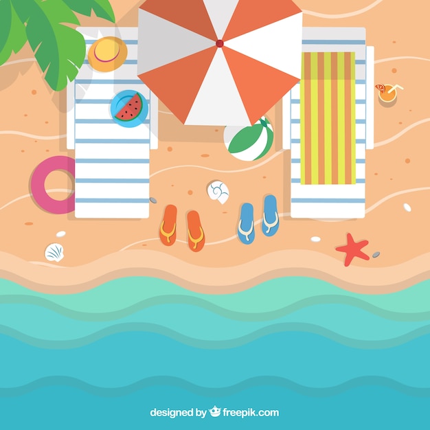 Free vector beach from the top background in flat style