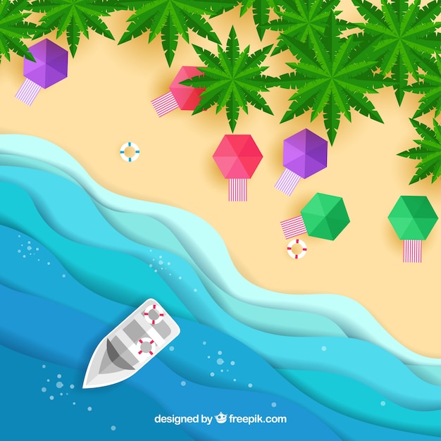 Free vector beach from the top in paper texture