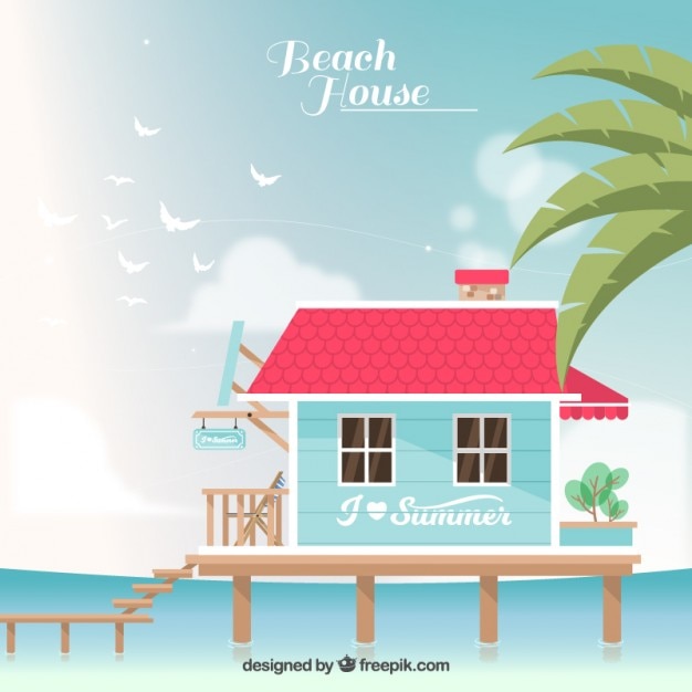 Бесплатное векторное изображение Пляжный дом фон