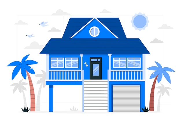 Free vector beach house concept illustration