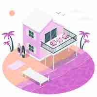 Free vector beach house concept illustration