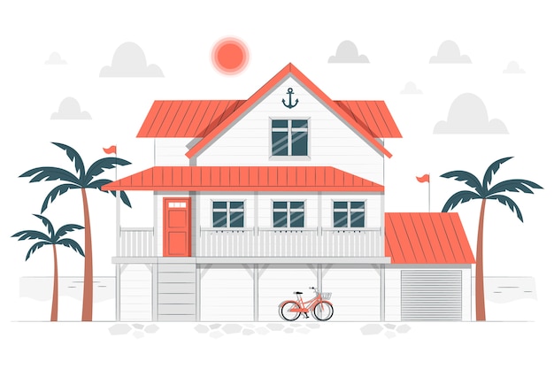 Beach house concept illustration – Vector Templates
