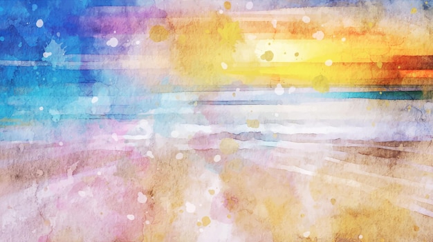 Free vector beach landscape watercolor background