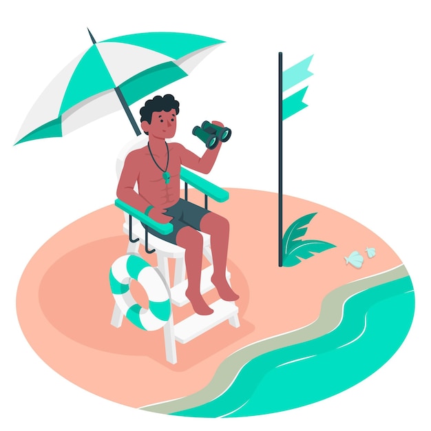 Beach lifeguard concept illustration