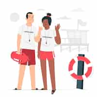 Free vector beach lifeguard concept illustration