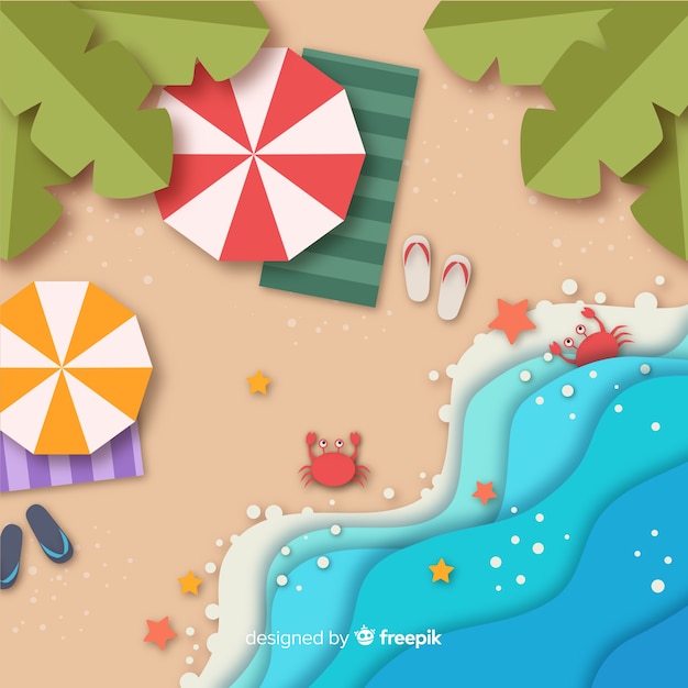 Beach in paper style