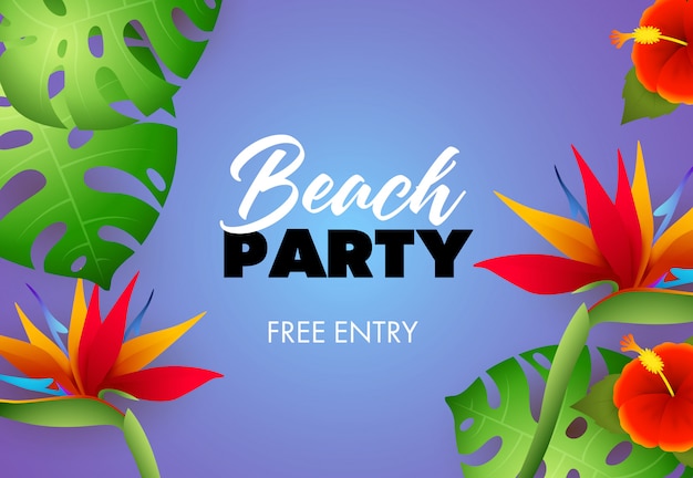 해변 파티, 열대 식물 무료 입장 문자