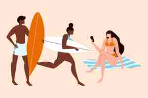 Free vector beach people concept