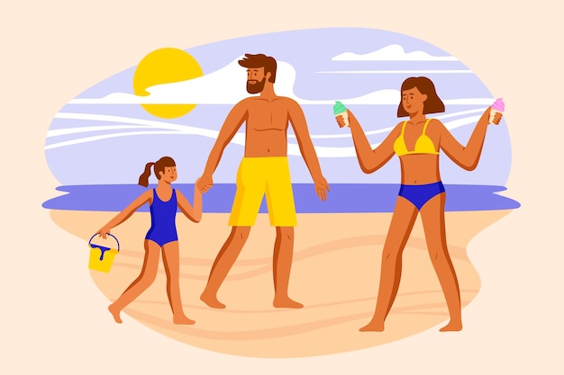 Free vector beach people concept