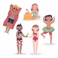 Free vector beach people's activities collection