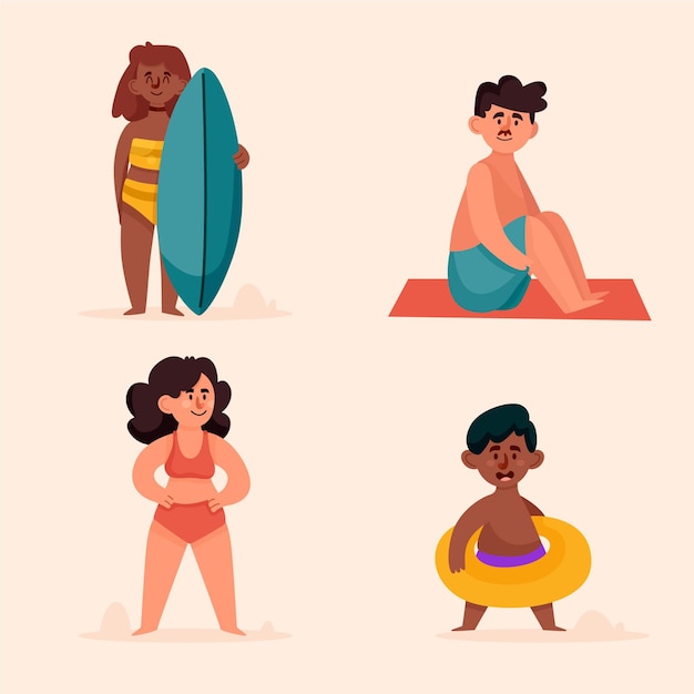 Free vector beach people set