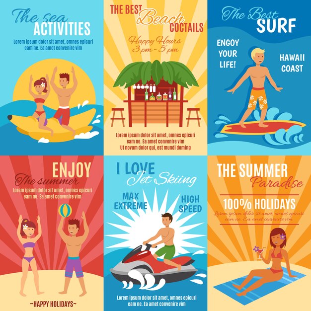 Free vector beach poster set