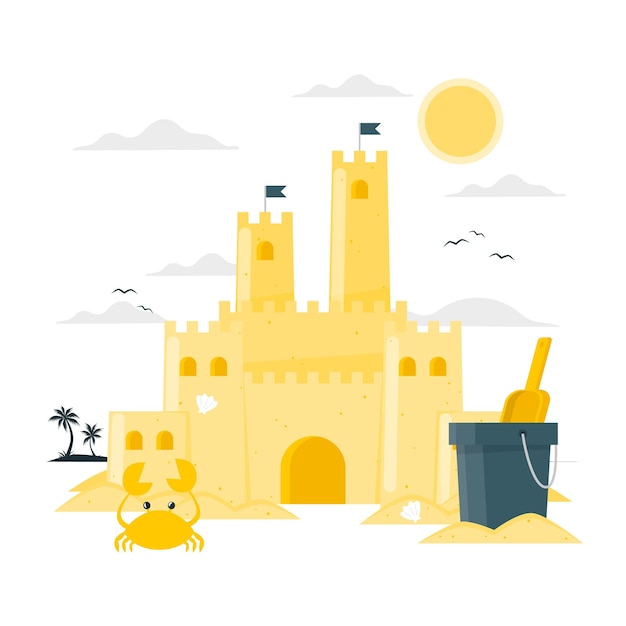 Free vector beach sand castle concept illustration