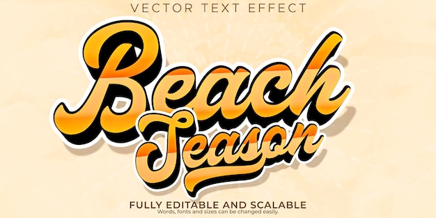 Free vector beach season text effect editable travel and beach text style